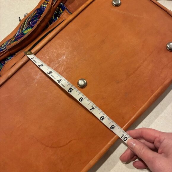 Weekender/Travel Carry On Guatemalan Huipil Colorful Fabric Leather Bag Luggage - Picture 11 of 12